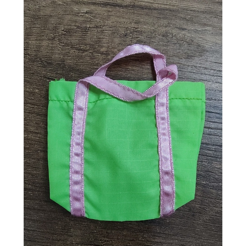 Vtg Fashion Doll Tote Bag Purse Neon Green Pink Z23